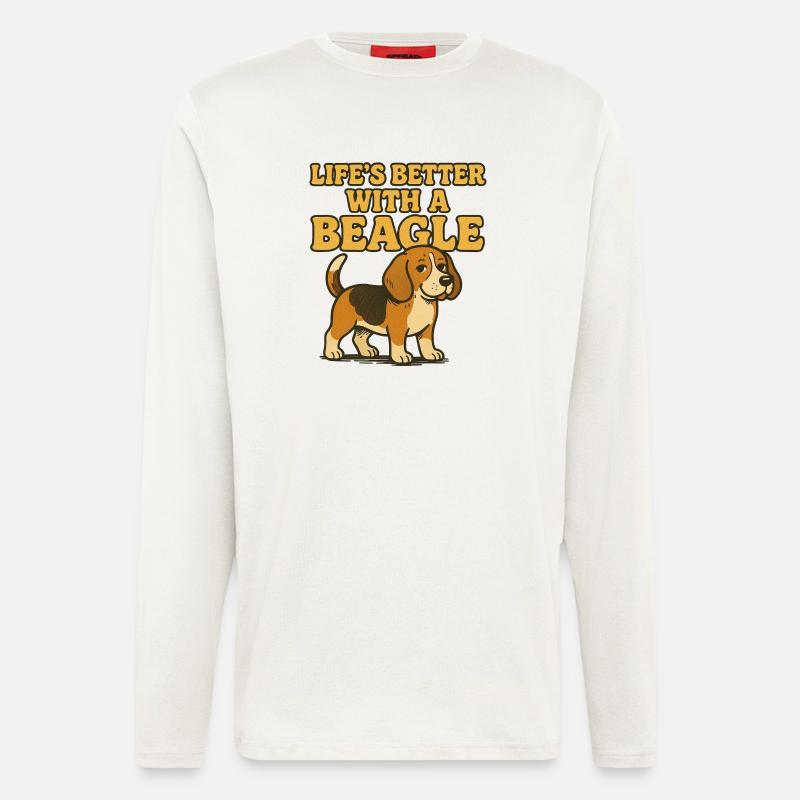 Beagle-Leben besser mit einem Beagle - Langarmshirt - made by SPREAD - OFF WHITE