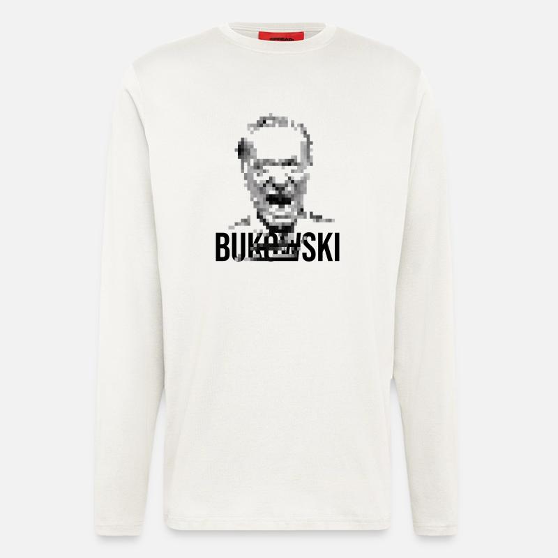 charles bukowski pixelated portrait design. - Longsleeve - made by SPREAD  - OFF WHITE
