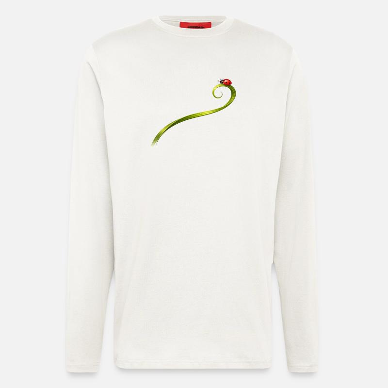 Ladybug on curved blade of grass - Longsleeve - made by SPREAD - OFF WHITE