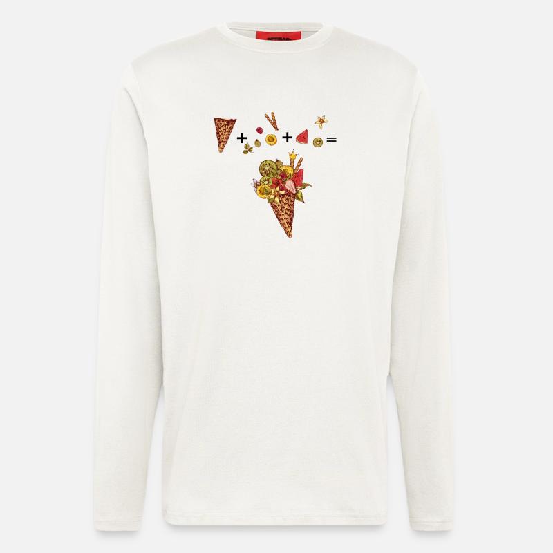  Eiswaffel mit buntem Obst - Langarmshirt - made by SPREAD  - OFF WHITE