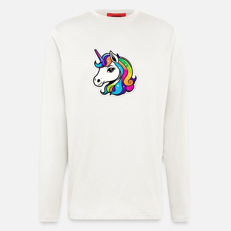 Helles Regenbogen-Einhorn - Langarmshirt - made by SPREAD  - OFF WHITE