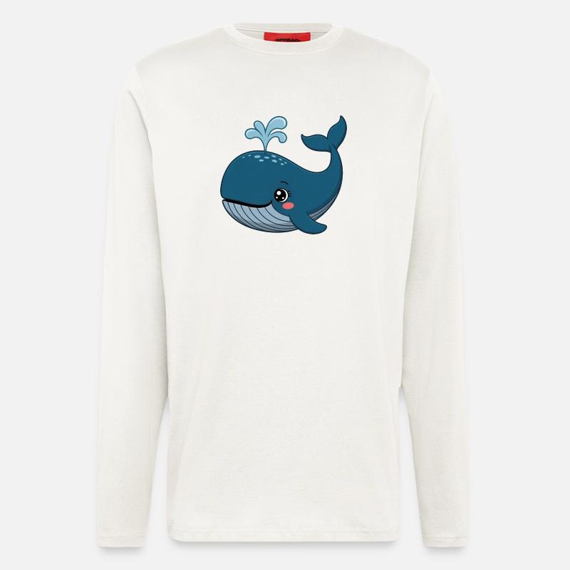 Wal Comic süß Blauwal Kawaii - Langarmshirt - made by SPREAD  - OFF WHITE