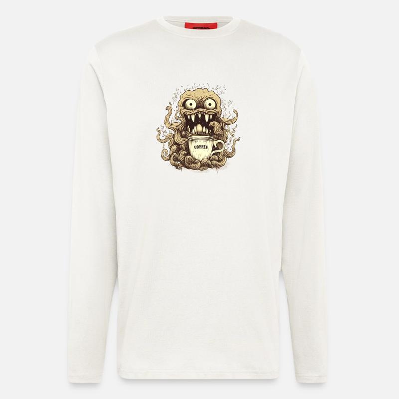 Kaffeemonster  - Koffein Zombie - Morgenmuffel - Langarmshirt - made by SPREAD  - OFF WHITE