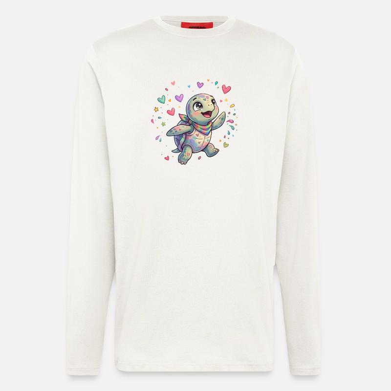 Rainbow Turtle with Heart Patterns - Longsleeve - made by SPREAD  - OFF WHITE