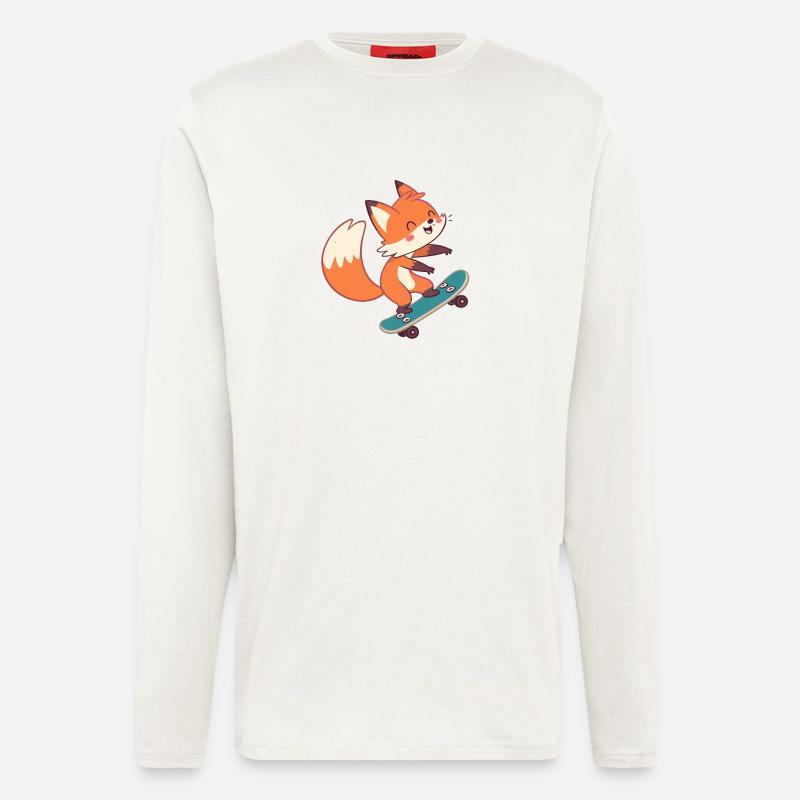 Fox skateboarder on skateboard - Longsleeve - made by SPREAD  - OFF WHITE