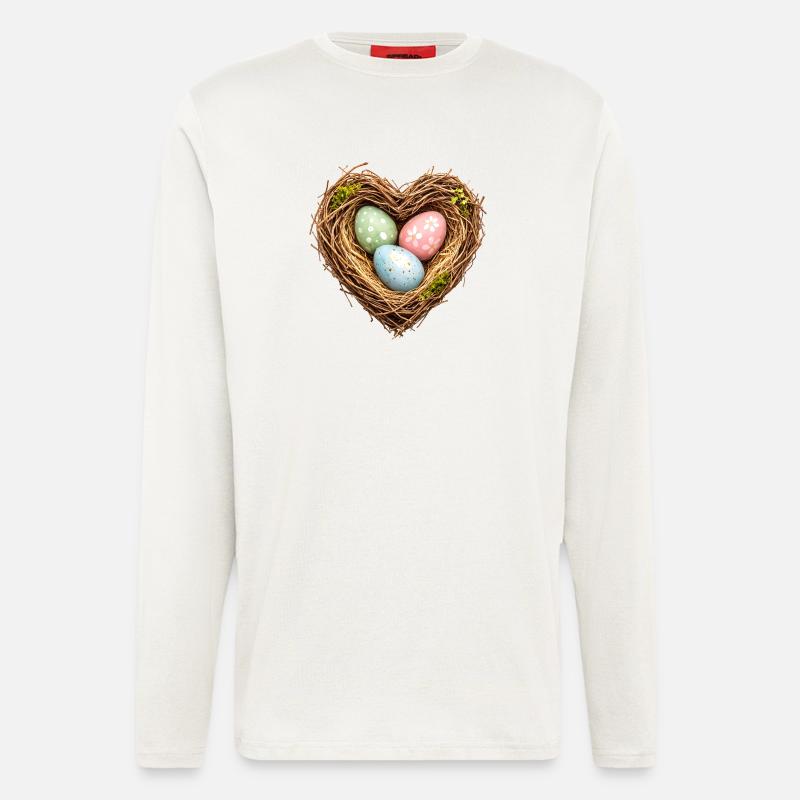 Heart-shaped Easter basket with eggs - Longsleeve - made by SPREAD  - OFF WHITE