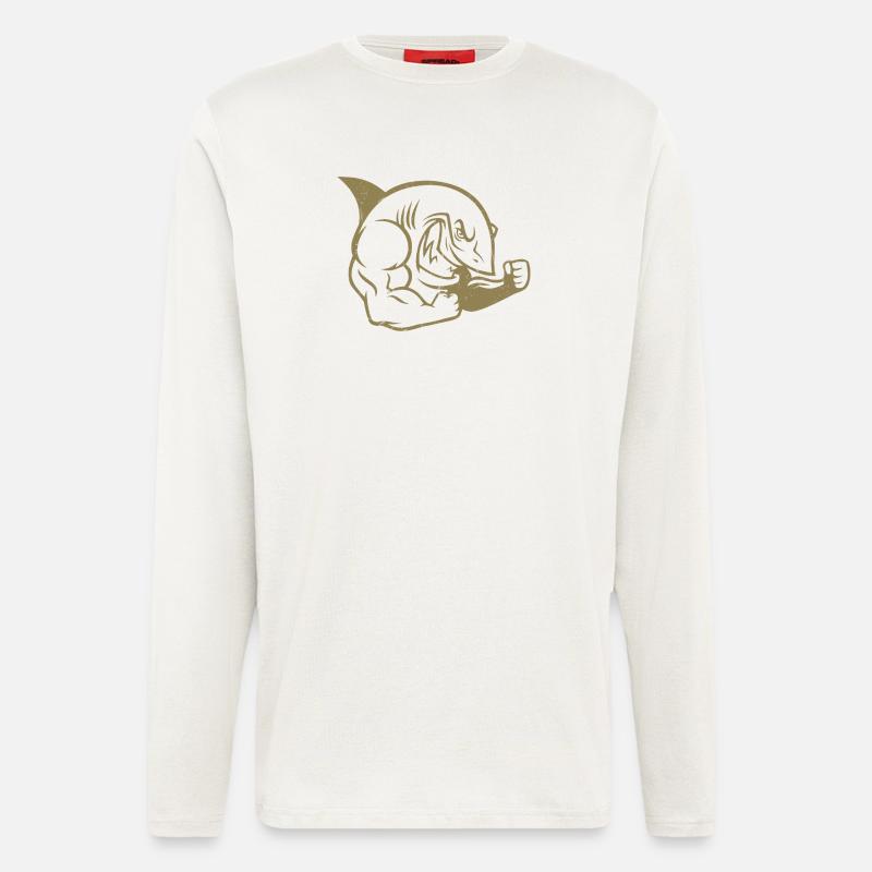 Muscular Shark Bodybuilder Workout Silhouette - Longsleeve - made by SPREAD - OFF WHITE