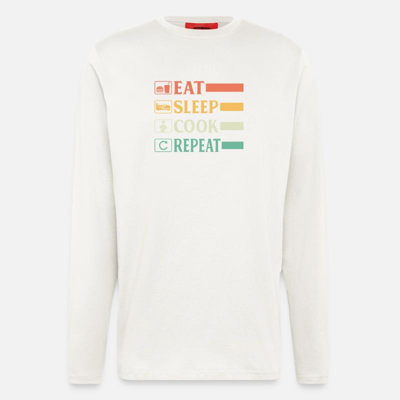 Funny Chef Head Chef Baker Chef Eat Sleep Cook Rep - Longsleeve - made by SPREAD  - OFF WHITE
