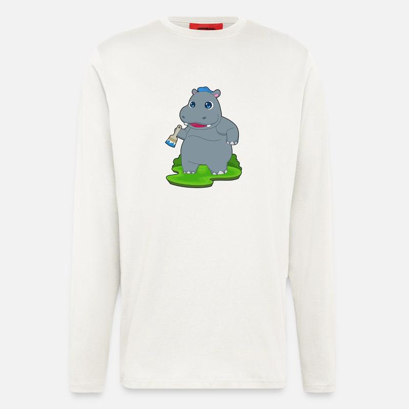 Nilpferd Maler Pinsel Malen - Langarmshirt - made by SPREAD  - OFF WHITE
