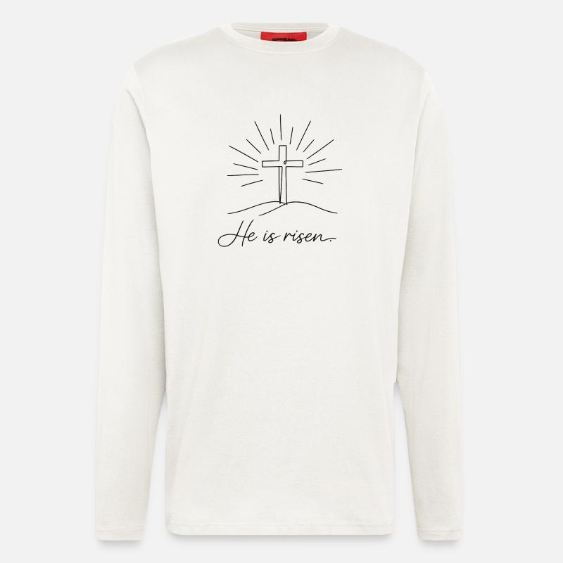 Crucifix He is Risen Easter Jesus - Longsleeve - made by SPREAD - OFF WHITE