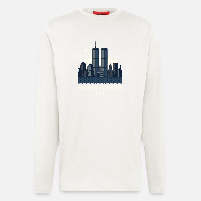 Never Forget 9/11 Skyline Nacht - Langarmshirt - made by SPREAD  - OFF WHITE