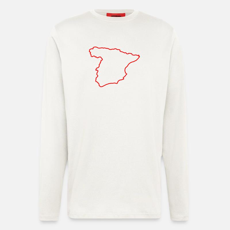 Spanien Kontur in Leuchtendem Rot - Langarmshirt - made by SPREAD  - OFF WHITE