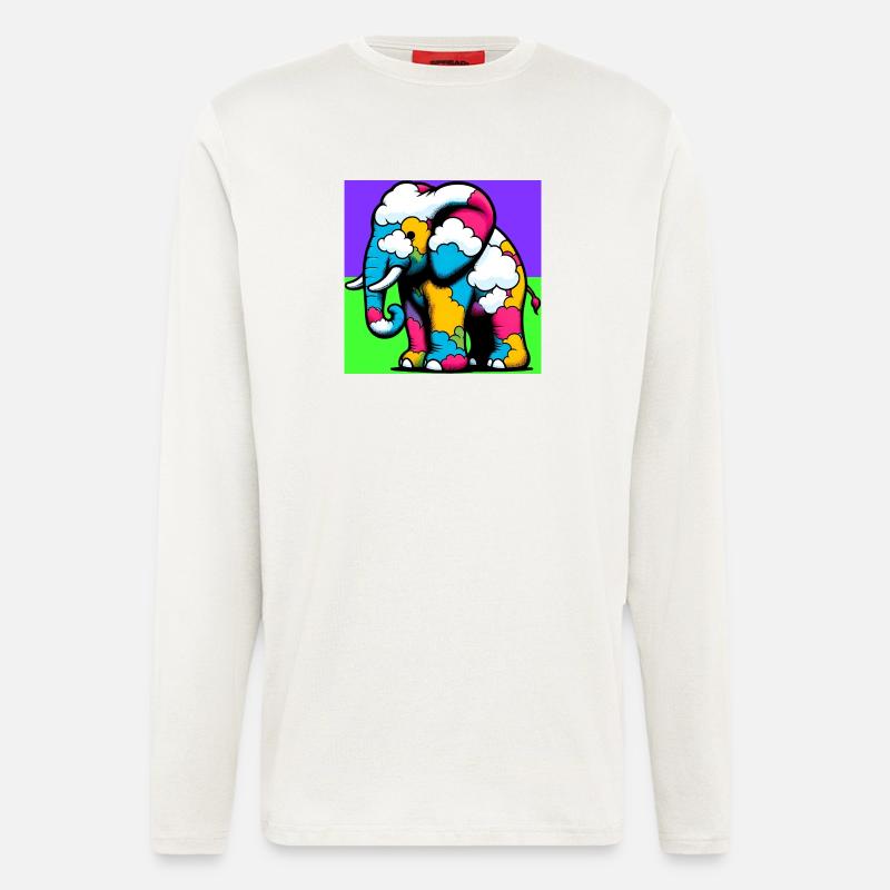 Elephant with Cloud and Clouds - Longsleeve - made by SPREAD  - OFF WHITE