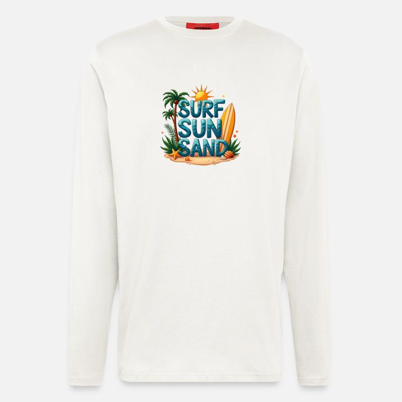 Surfen Sonne Sand Strand Design - Langarmshirt - made by SPREAD  - OFF WHITE
