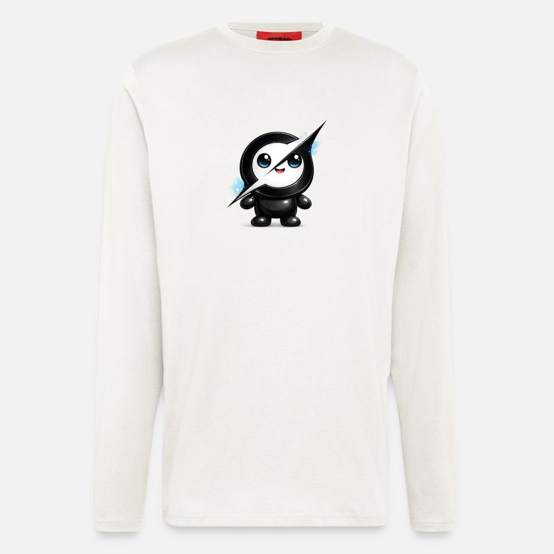 Süßer KI-Blitz-Grok-Maskottchen-Aufkleber - Langarmshirt - made by SPREAD  - OFF WHITE