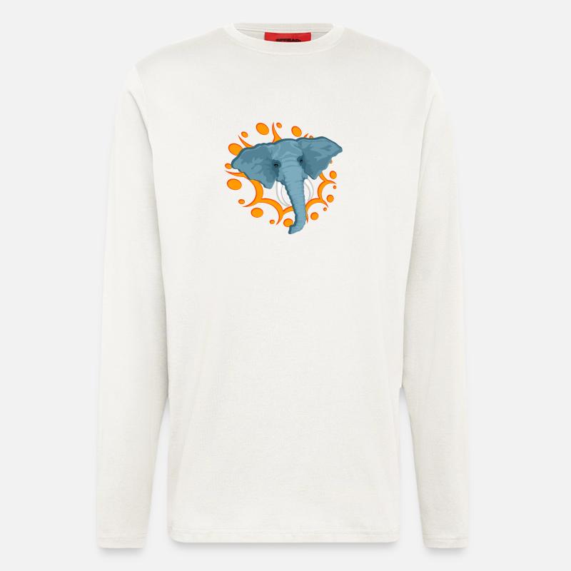 Blue Elephant with Orange Spat - Longsleeve - made by SPREAD  - OFF WHITE