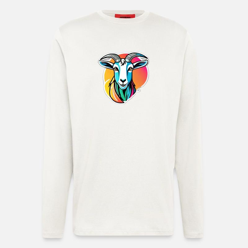 Bunte Regenbogenziege - Langarmshirt - made by SPREAD  - OFF WHITE