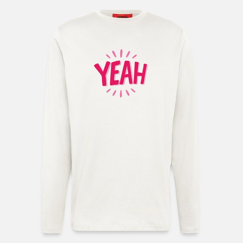 Yeah Pink Schriftzug mit Strahlen - Langarmshirt - made by SPREAD  - OFF WHITE