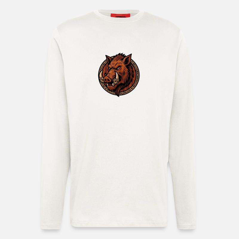 Wilder Eber Ring Tribal Stil - Langarmshirt - made by SPREAD  - OFF WHITE