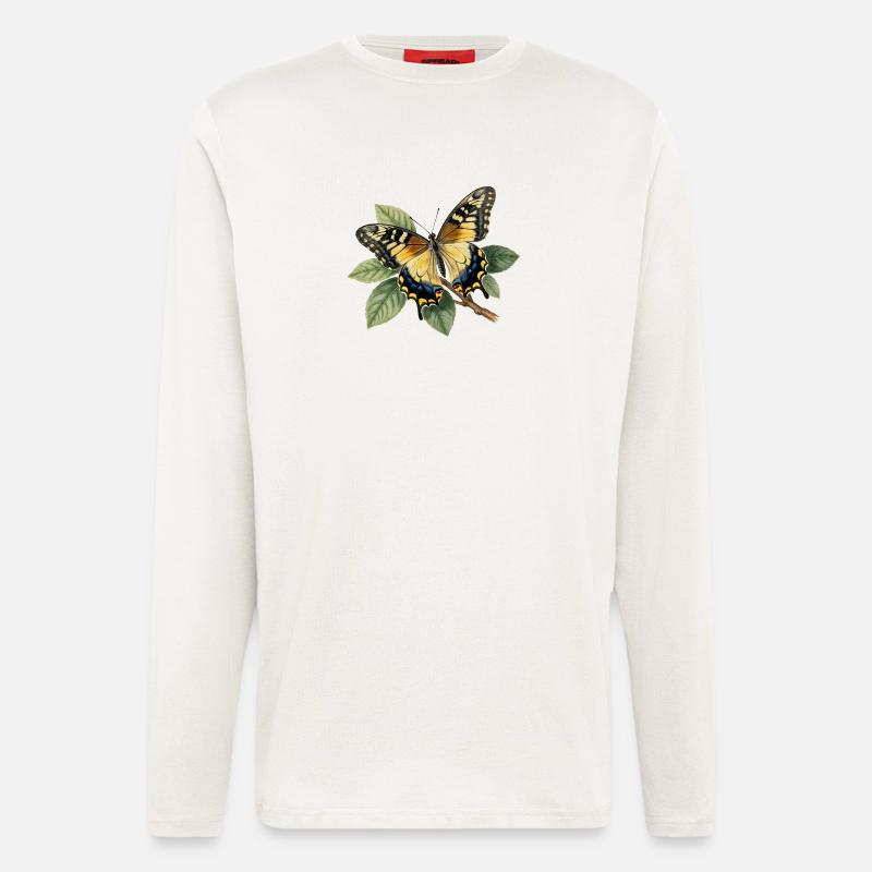 Schwalbenschwanz oder Große Haarsträhne, Papilio machaon - Langarmshirt - made by SPREAD  - OFF WHITE