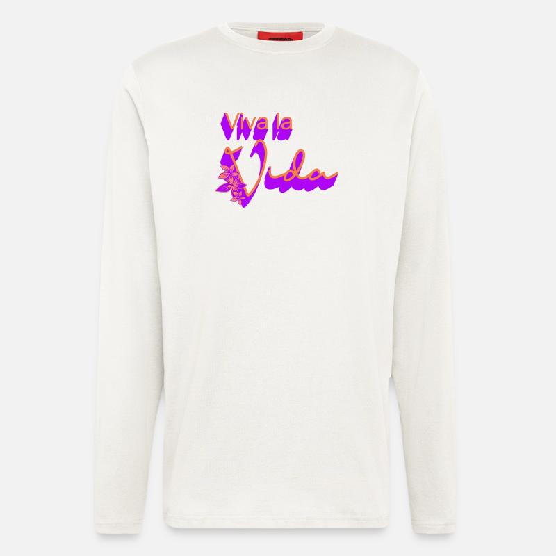 Auf das Leben Blumen-Design - Langarmshirt - made by SPREAD  - OFF WHITE