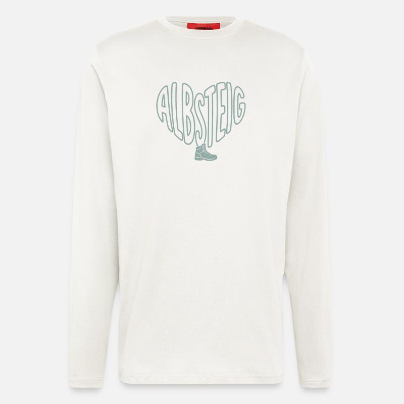 Albsteig Herz mit Wanderstiefel - Langarmshirt - made by SPREAD  - OFF WHITE