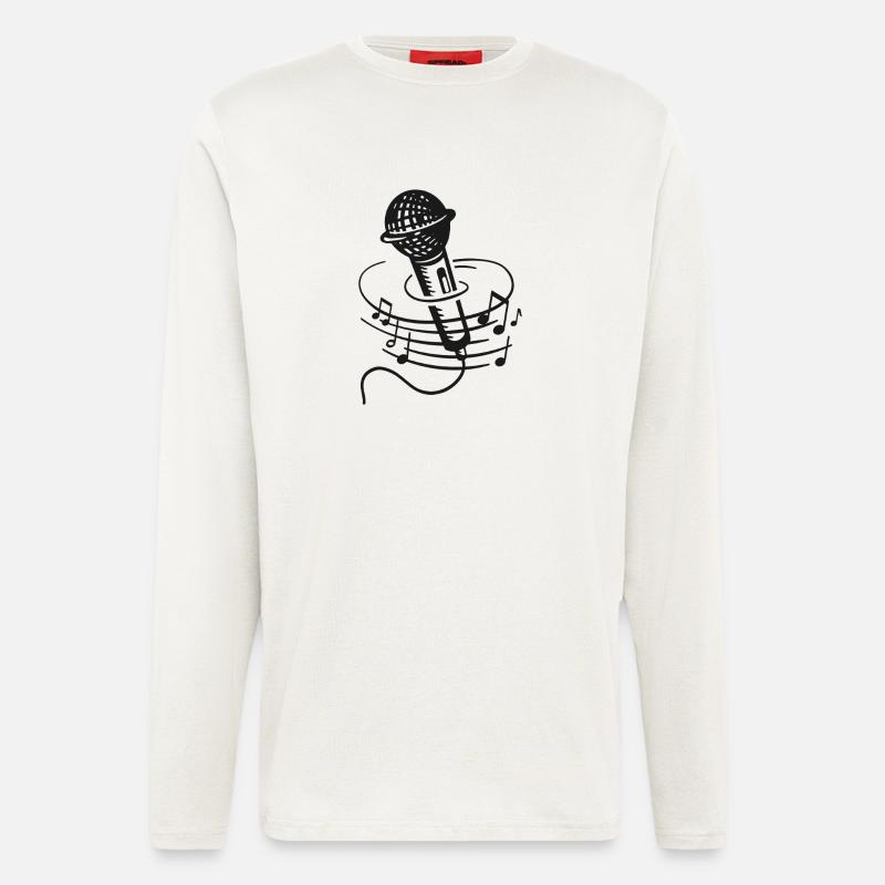 Singer Microphone Karaoke Musician Microphone Singing - Longsleeve - made by SPREAD  - OFF WHITE