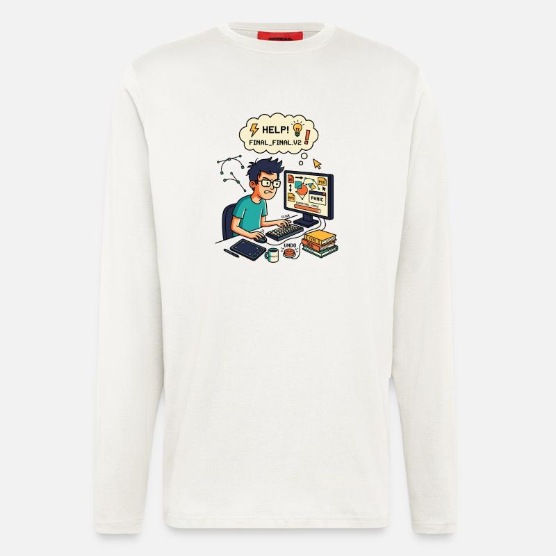Graphic Designer Chaos Export Panic - Langarmshirt - made by SPREAD  - OFF WHITE