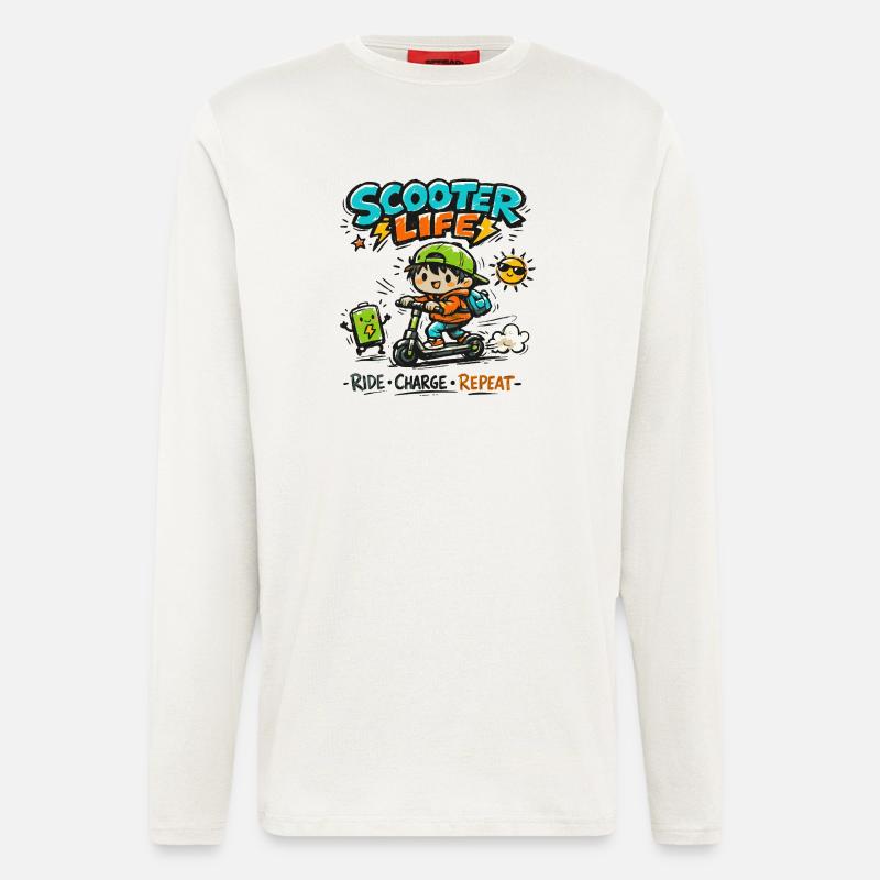 Scooter Life: Ride Charge Repeat - Langarmshirt - made by SPREAD - OFF WHITE