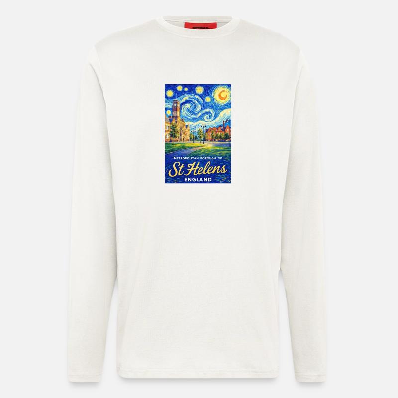 St Helens England Starry Townscape - Langarmshirt - made by SPREAD  - OFF WHITE