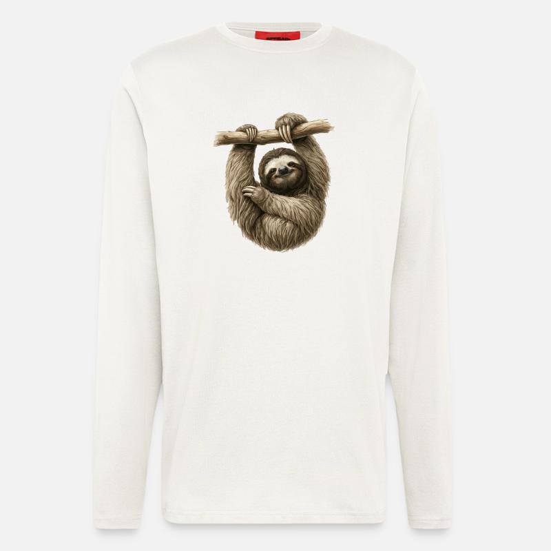 Faultier am Ast – gemütlicher Sloth - Langarmshirt - made by SPREAD  - OFF WHITE