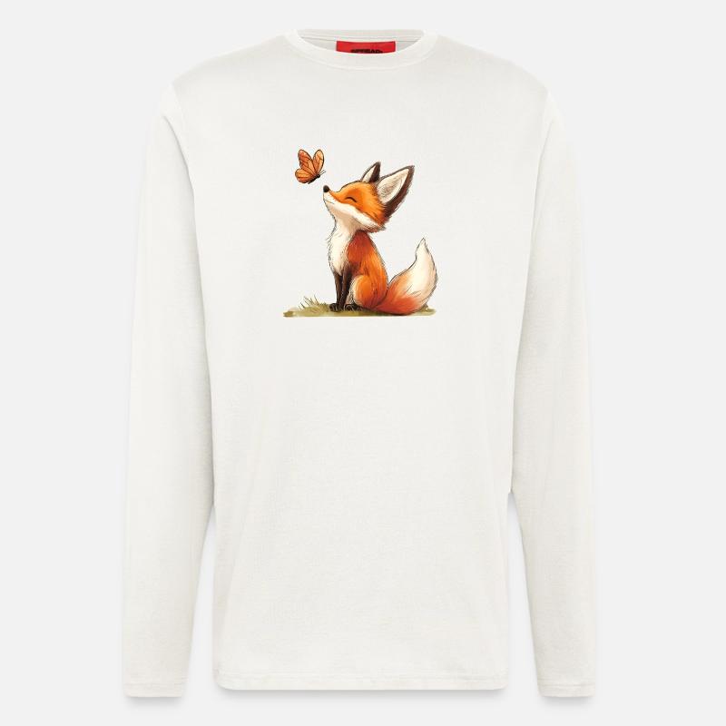 Fuchs mit Schmetterling - Langarmshirt - made by SPREAD  - OFF WHITE