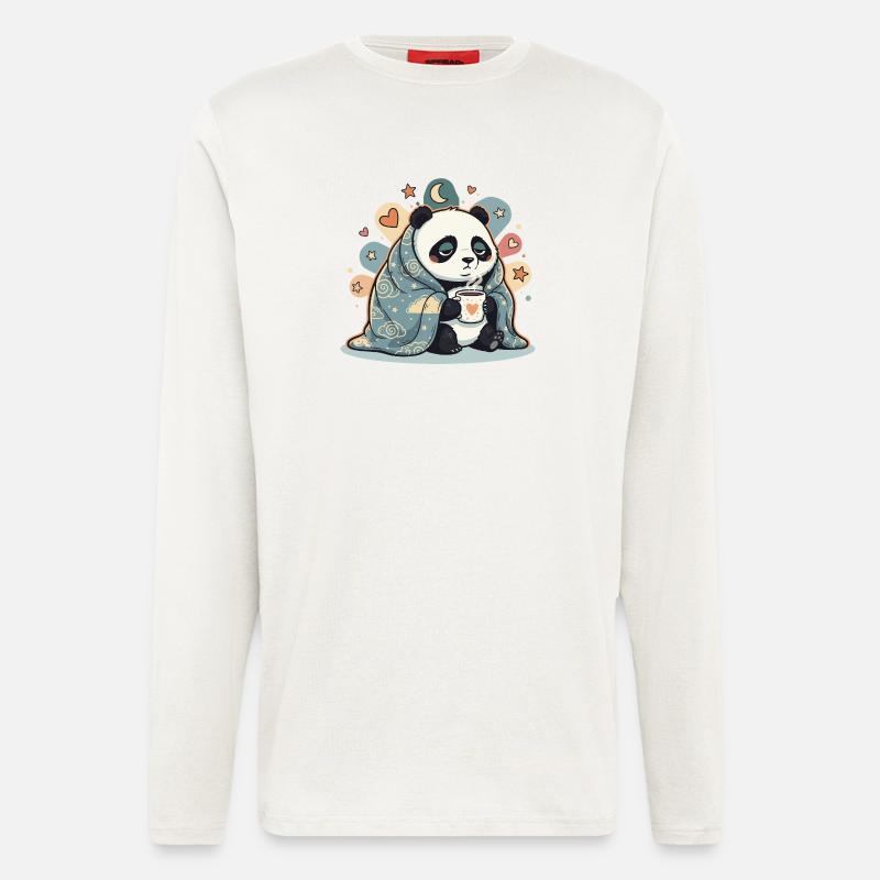 Kuschelpanda unter Wolkendecke - Langarmshirt - made by SPREAD  - OFF WHITE