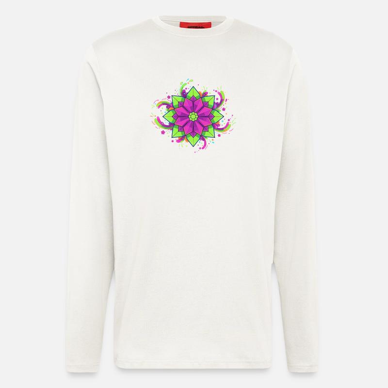 Farbenfrohe Mandala Blüte - Langarmshirt - made by SPREAD  - OFF WHITE