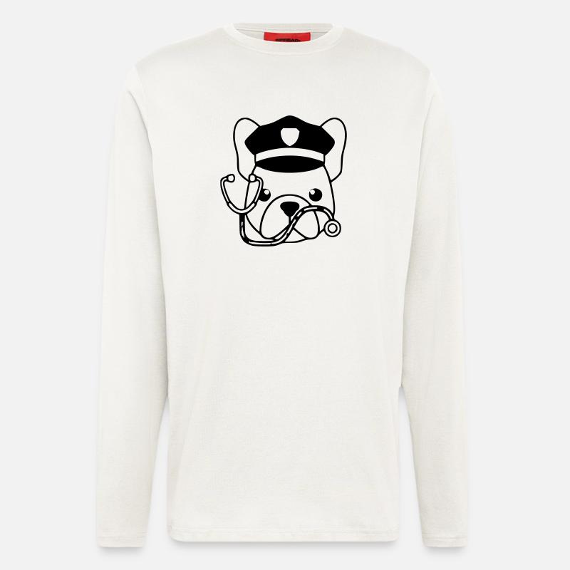 Frenchie Arzt Kopf Outline - Langarmshirt - made by SPREAD  - OFF WHITE