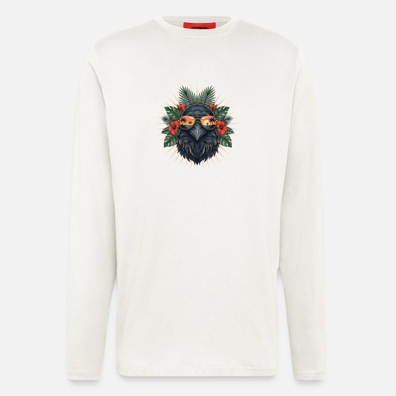 Tropenvogel mit Sonnenbrille - Langarmshirt - made by SPREAD - OFF WHITE