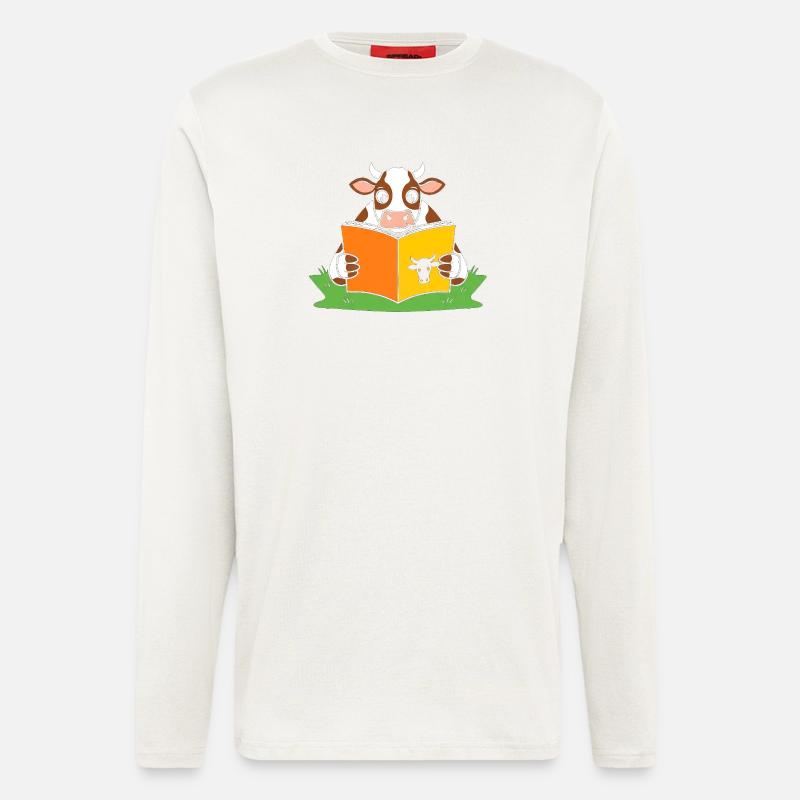 Lese-Kuh im Farbband - Langarmshirt - made by SPREAD  - OFF WHITE