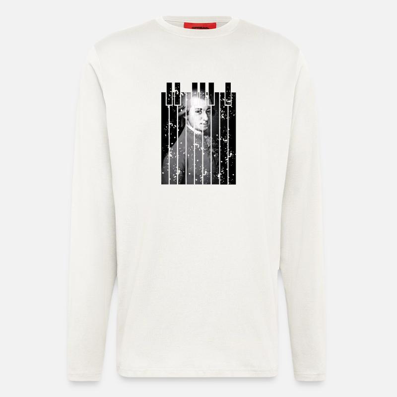 Glitch Mozart Classical Portrait Art - Langarmshirt - made by SPREAD - OFF WHITE