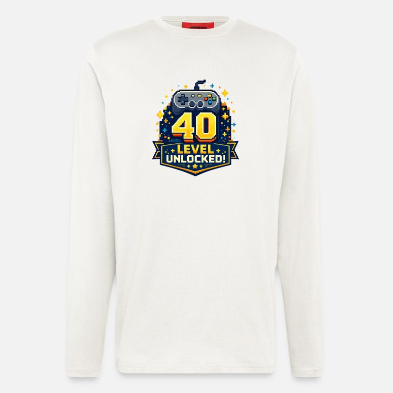 40 Level Freigeschaltet Retro Controller - Langarmshirt - made by SPREAD  - OFF WHITE