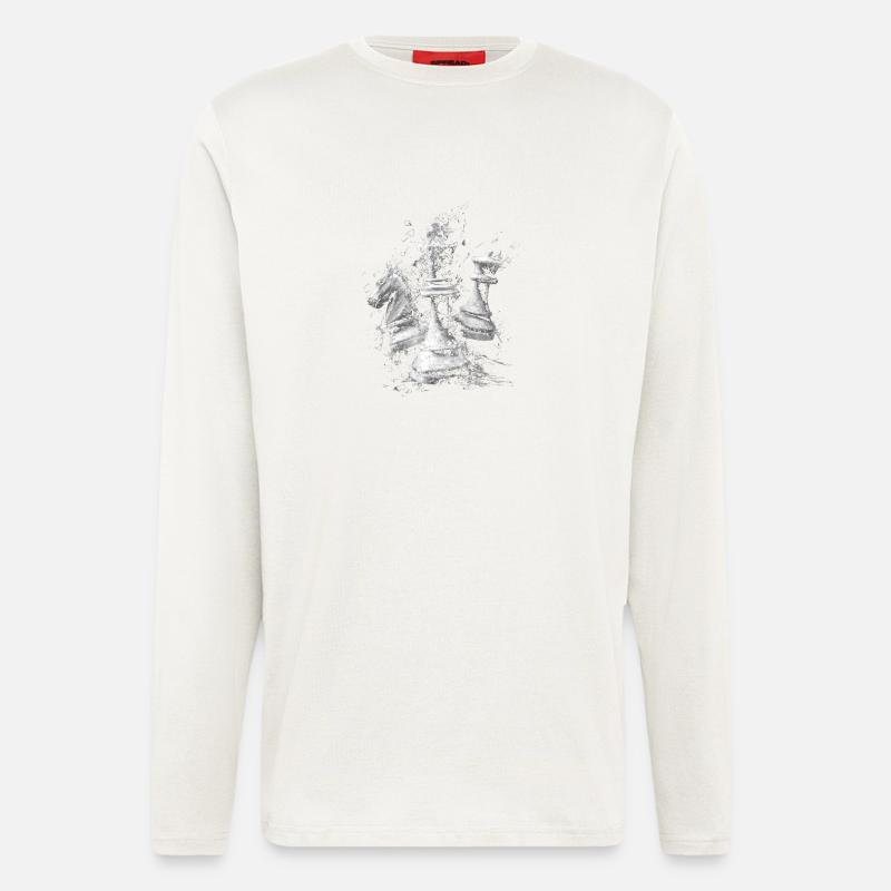 Schach Figuren Explosion Design Dynamisches Bretts - Langarmshirt - made by SPREAD  - OFF WHITE