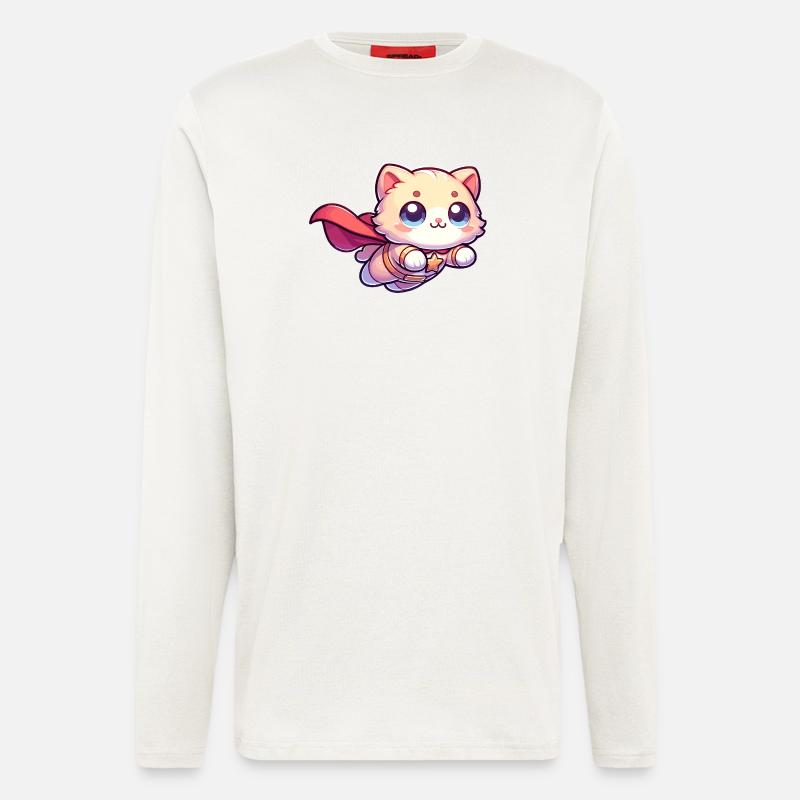 Superheld Katze Kätzchen Helden Mieze - Langarmshirt - made by SPREAD  - OFF WHITE