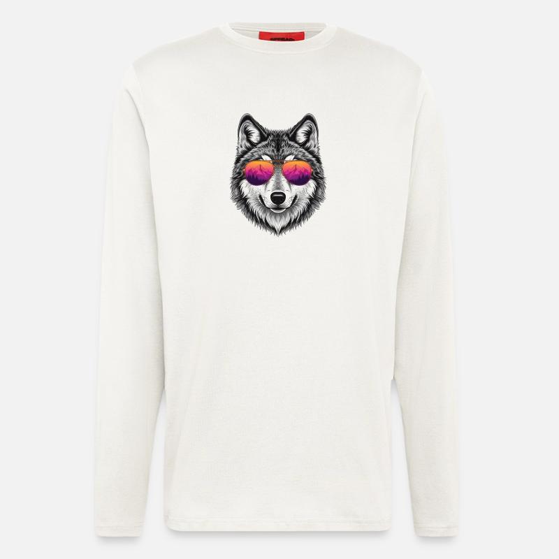 Cool Wolf with Sunglasses Graphic Tee - Longsleeve - made by SPREAD  - OFF WHITE