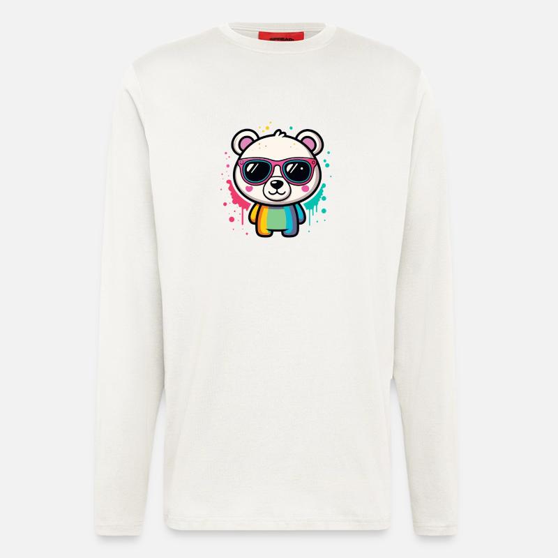 Regenbogenpanda-Brille - Langarmshirt - made by SPREAD  - OFF WHITE