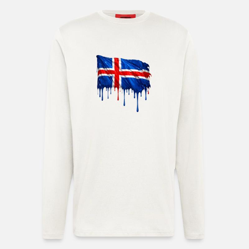 Isländische Flagge bunte Farbe - Langarmshirt - made by SPREAD  - OFF WHITE