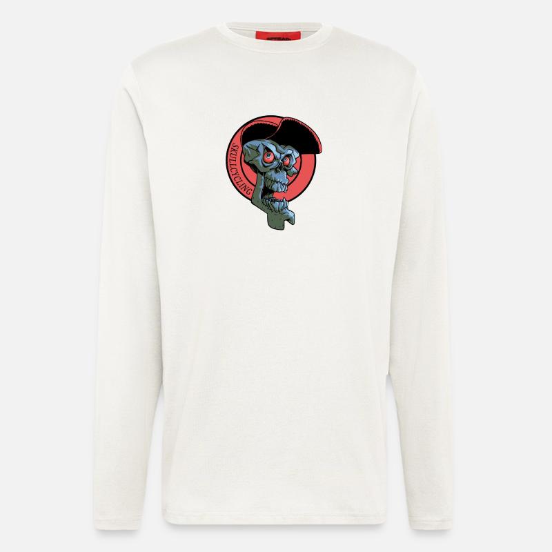Lachender Radfahrerschädel - Langarmshirt - made by SPREAD  - OFF WHITE