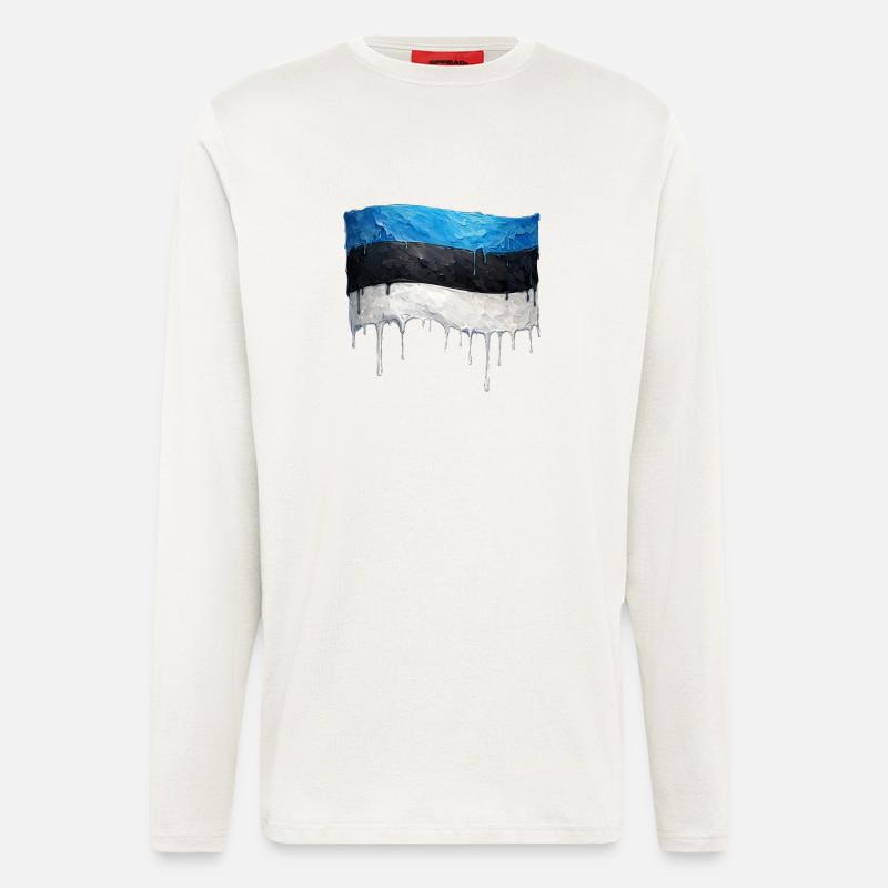 Estnische Flagge bunte Farbe - Langarmshirt - made by SPREAD  - OFF WHITE