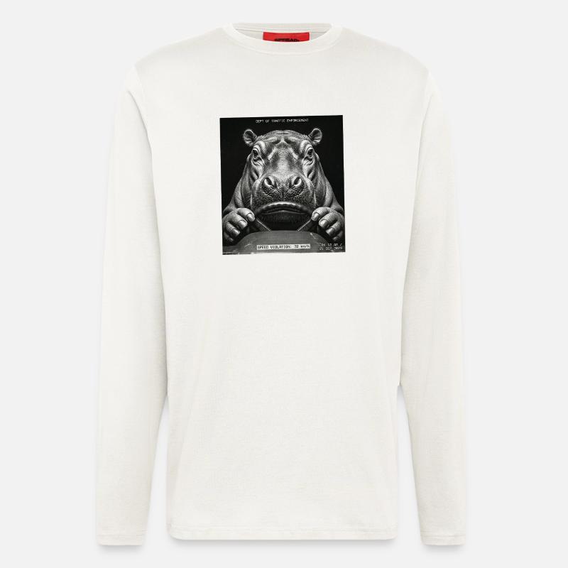 Hippopotamus Radar Control Speed Cameras - Longsleeve - made by SPREAD  - OFF WHITE