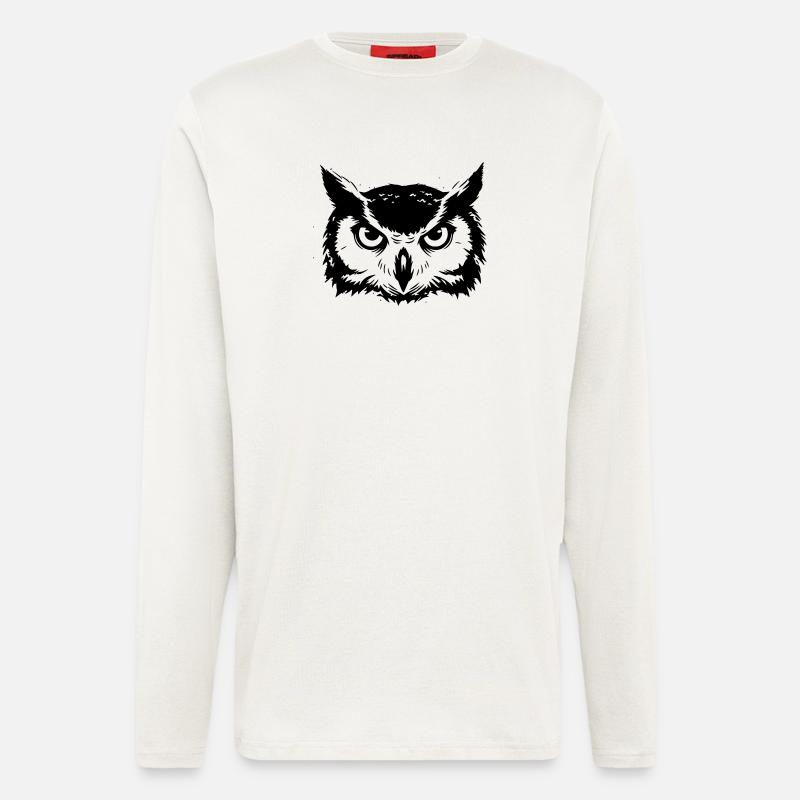 Owl Head Eagle Owl Silhouette - Longsleeve - made by SPREAD  - OFF WHITE