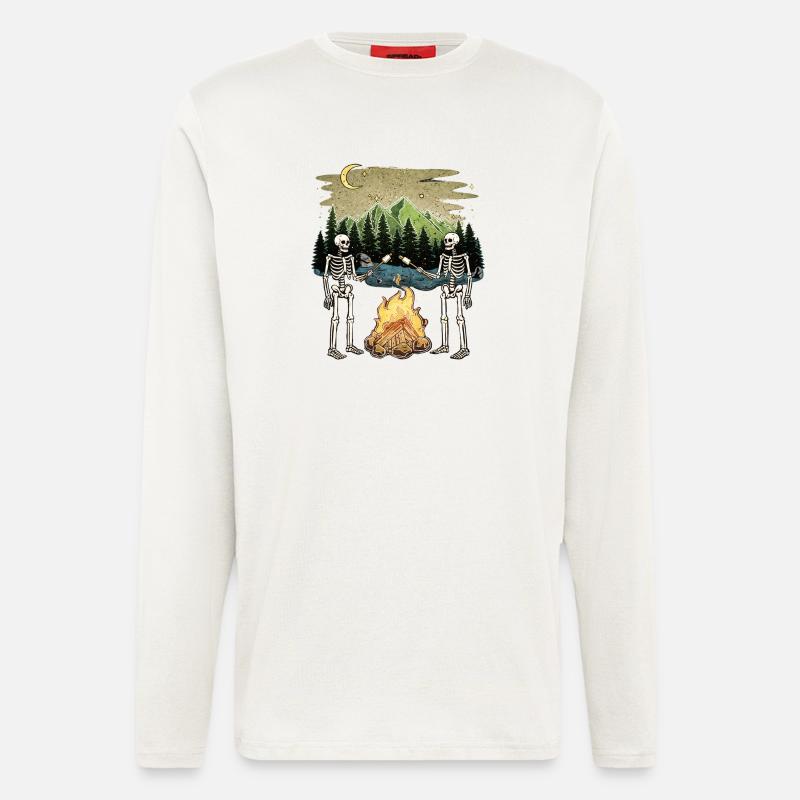 Skeleton Campfire Night Marshmallow Camping Camp - Langarmshirt - made by SPREAD  - OFF WHITE