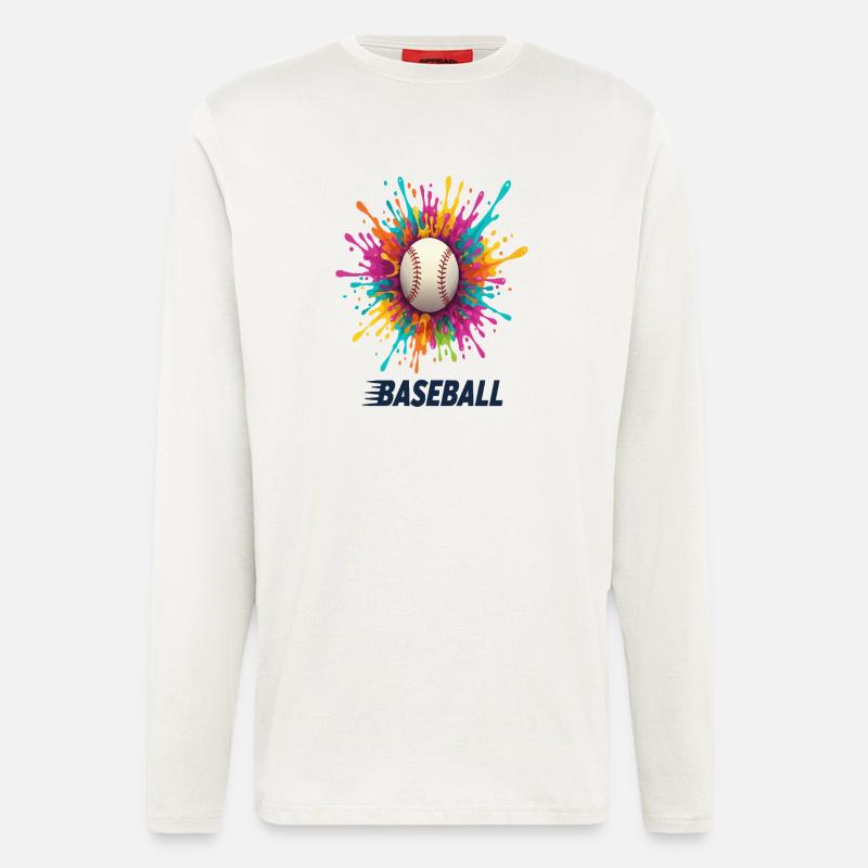 Lebhafter Baseball-Splash-Burst - Langarmshirt - made by SPREAD  - OFF WHITE